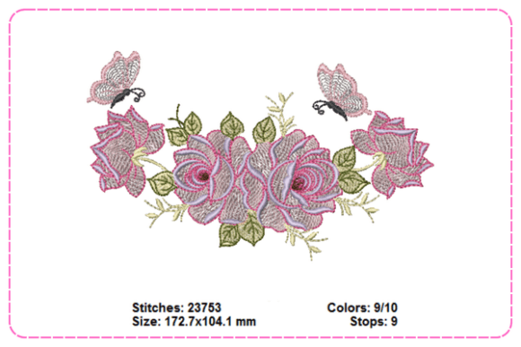Rose with Butterfly Embroidery Designs Review
