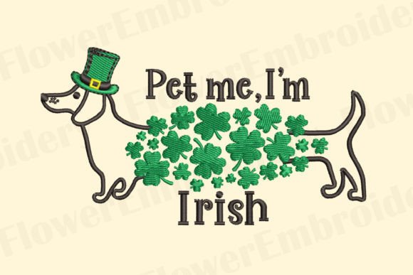 St. Patrick S Day Embroidery Daschund Dog